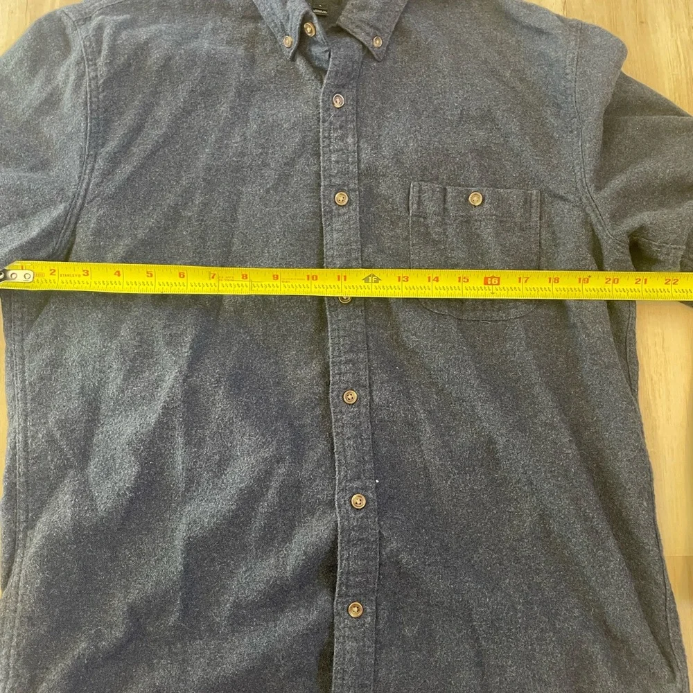 J. Crew L cotton wool blend Navy button down Shirt faux leather Elbow Patches - Picture 7 of 8